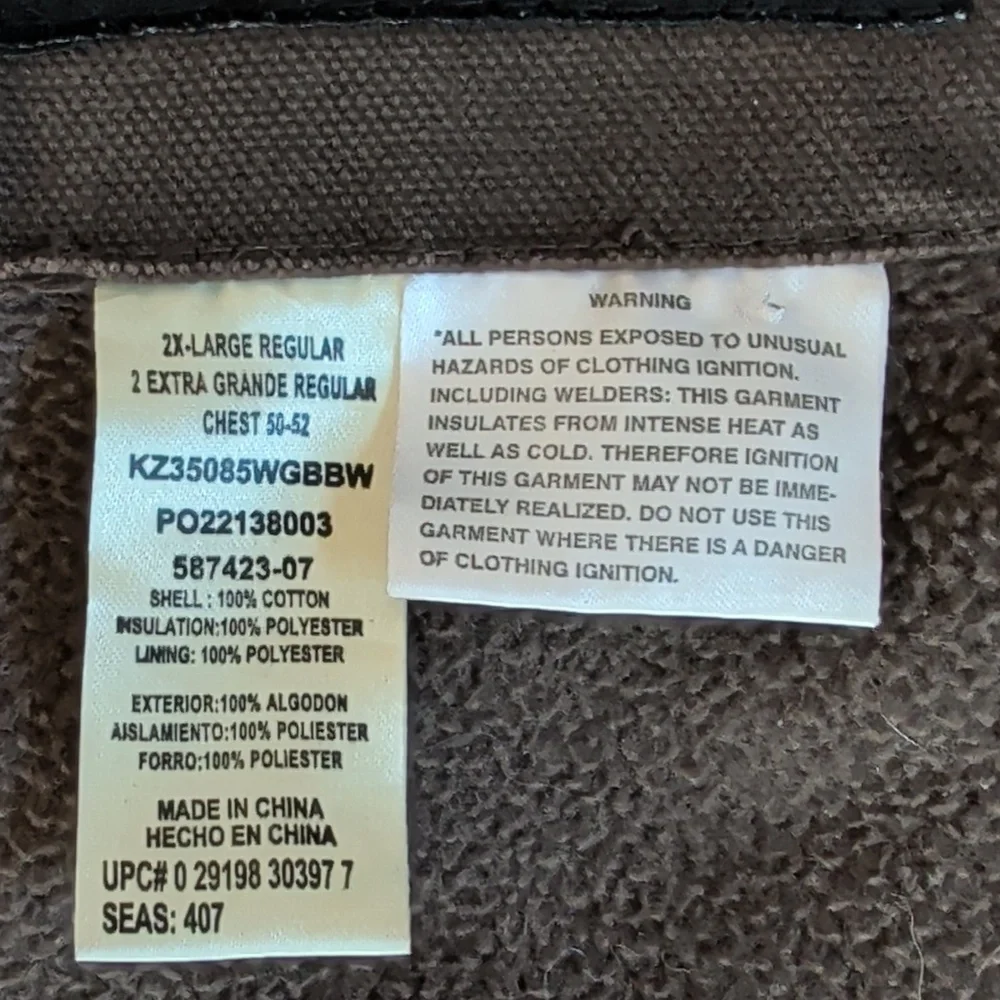 Vtg. Walls Zero Zone Insulated Fleece Lined Hooded Canvas Jacket 2XL Brown Green - Picture 4 of 16